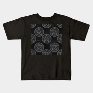Dark Gothic Stone Pentagrams Kids T-Shirt